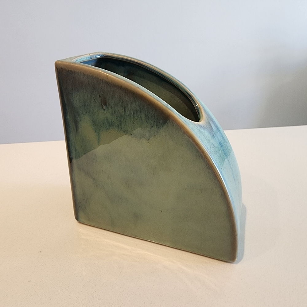 Bookend Vase Blue-Green Ceramic